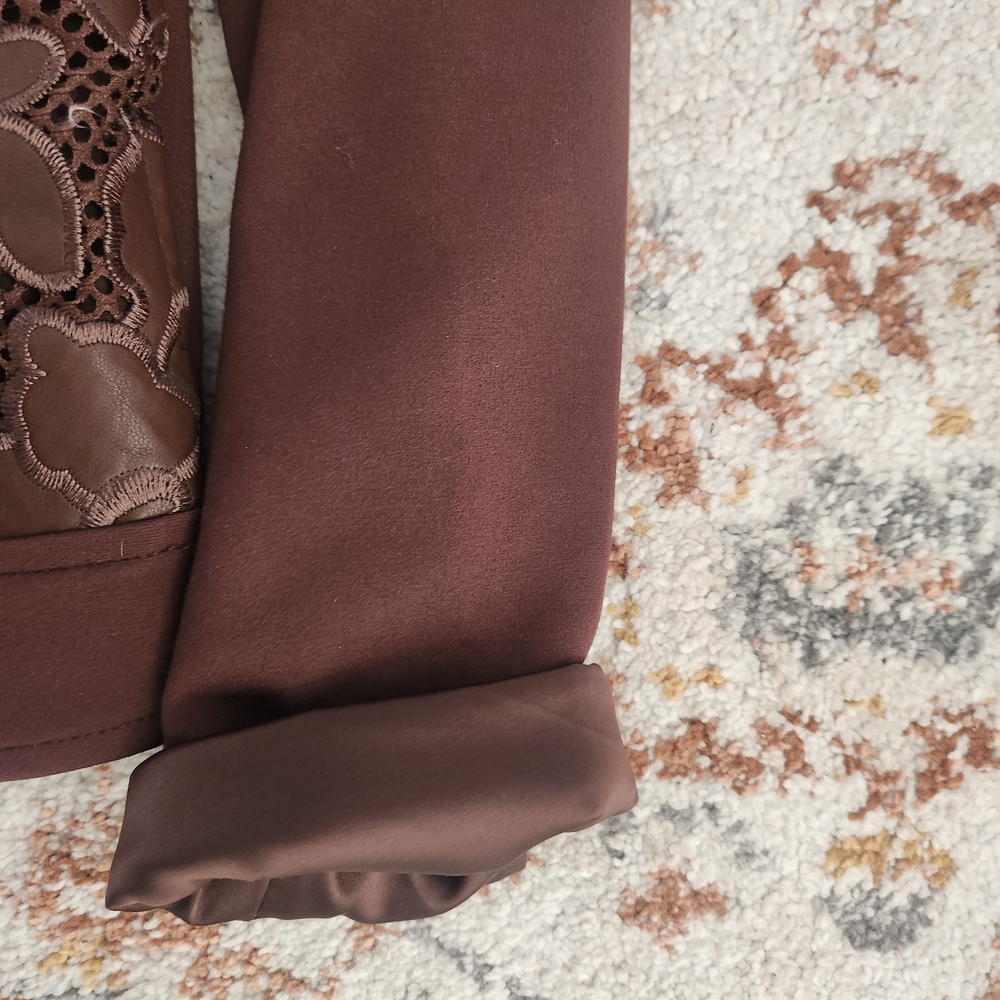 Women with Control Brown Lace-Front Jean Jacket - Picture 5 of 6
